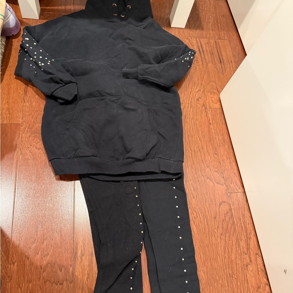 Next Direct Black Hoodie and Sweatpants Set